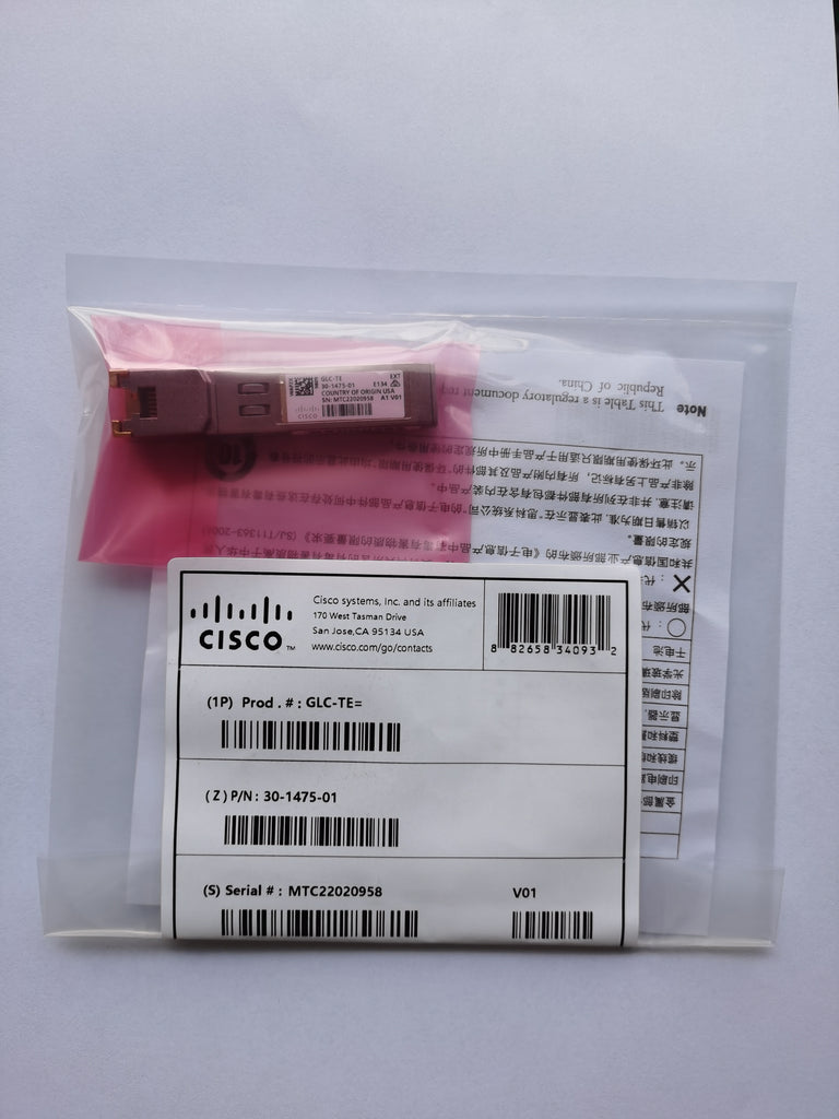 Brand New Cisco GLC-TE 1000BASE-T SFP transceiver module